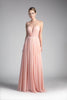 Ladivine CJ251 - Illusion Neck A-Line Chiffon Evening Gown - Prom