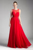 Ladivine CJ251 - Illusion Neck A-Line Chiffon Evening Gown - Prom