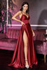 Ladivine CJ523 - Satin Slit Gown with Sweetheart Neckline - Prom