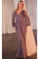 Ladivine CK2141 – Metallic Prom Gown with Bishop Sleeves - Prom