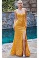 Ladivine CM317 - Beaded Fitted Prom Gown - Prom