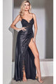 Ladivine CM318 - Deep V-Neck Satin Prom Gown - Prom