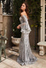 Ladivine CM319 - Long Sleeve Gown with Off-Shoulder Style - Prom