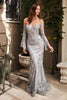 Ladivine CM319 - Long Sleeve Gown with Off-Shoulder Style - Prom