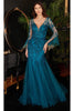 Ladivine CM327 - Embroidered Trumpet Gown - Prom