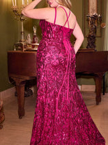 Ladivine CM334C Plus Size Sequin Sleeveless Long Evening Prom Dress