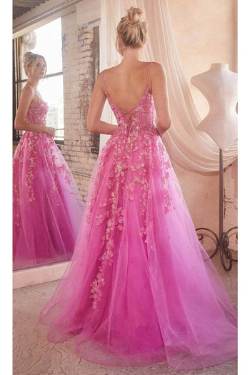 Ladivine CM347 - Glitter Embroidered Sleeveless Gown - Prom