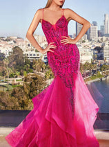 Ladivine CM353 - Sequin V-Neckline Prom Evening Gown