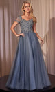 Ladivine by Cinderella Divine Dresses - Ladivine CM360 Embroidered Short Sleeve Gown - Prom
