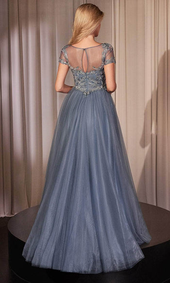 Ladivine by Cinderella Divine Dresses - Ladivine CM360 Embroidered Short Sleeve Gown - Prom