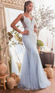 Ladivine CR874 - V-Neck Beaded Mermaid Prom Dress - Prom