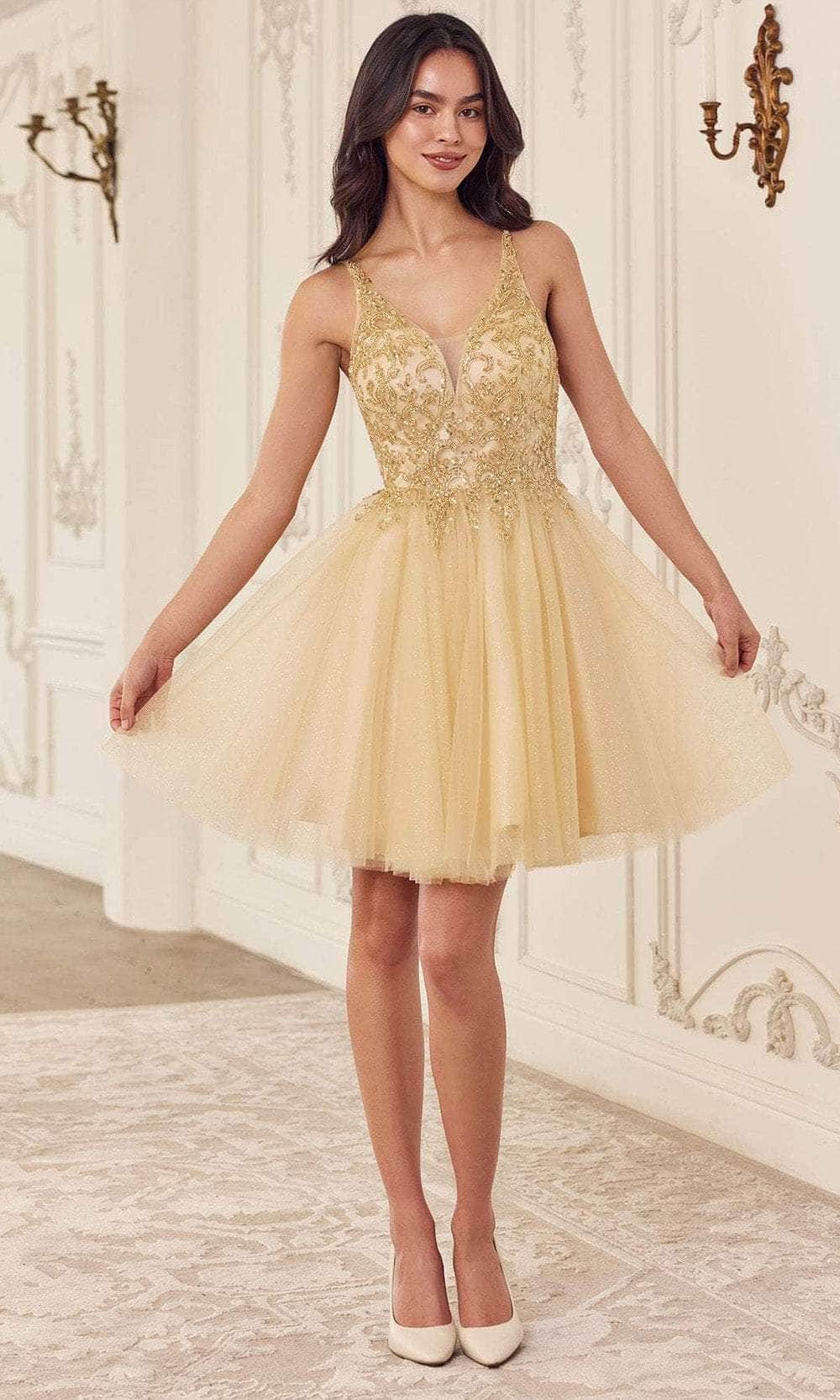 Ladivine CY022 - Glitter Tulle Cocktail Dress - Prom
