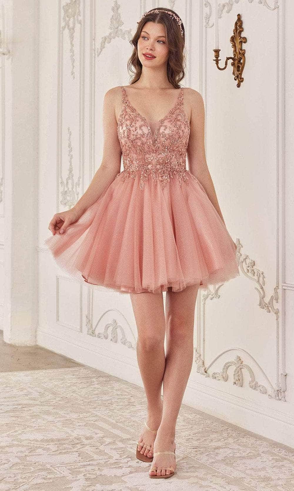 Ladivine CY022 - Glitter Tulle Cocktail Dress - Prom