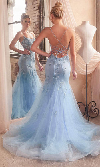 Ladivine by Cinderella Divine Dresses - Ladivine D145 Floral Embellished Trumpet Gown - Prom