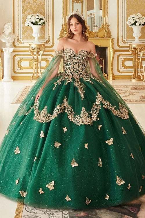 Ladivine Emerald Quinceanera Dress Ball Gown Sweet 16 by 15721 - Emerald / XS - Quinceanera Dresses