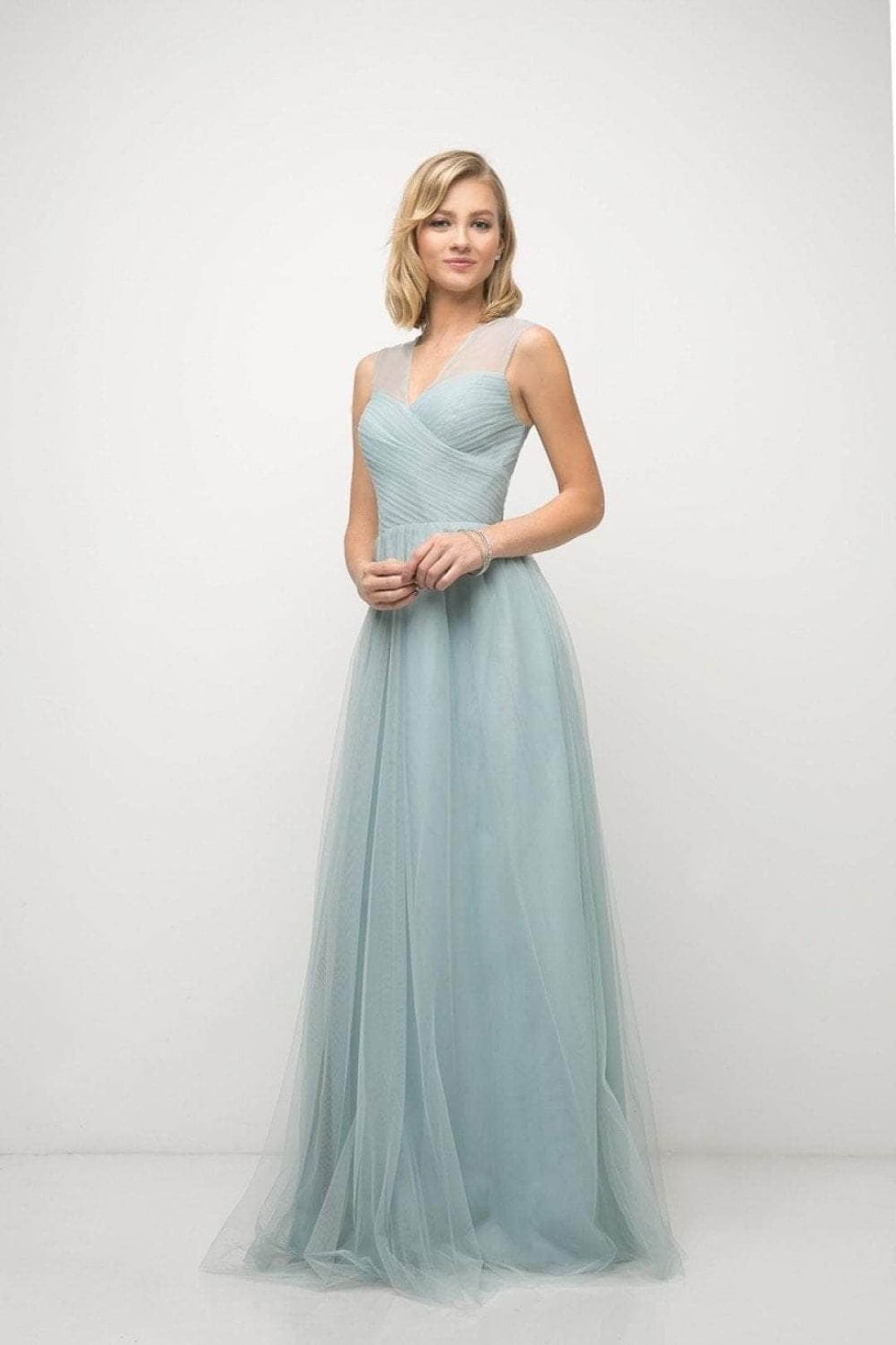 Ladivine ET320 - Pleated Top A-Line Gown Flowing Skirt - Prom