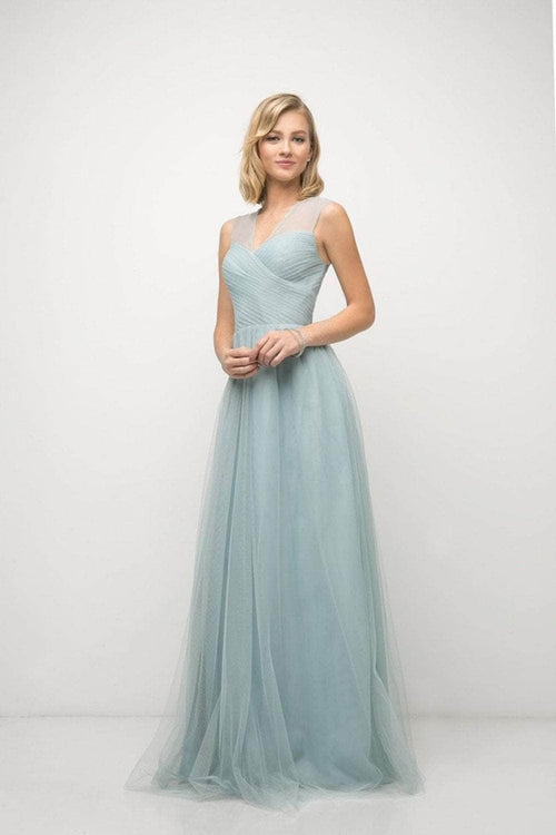 Ladivine ET320 - Pleated Top A-Line Gown Flowing Skirt - Prom