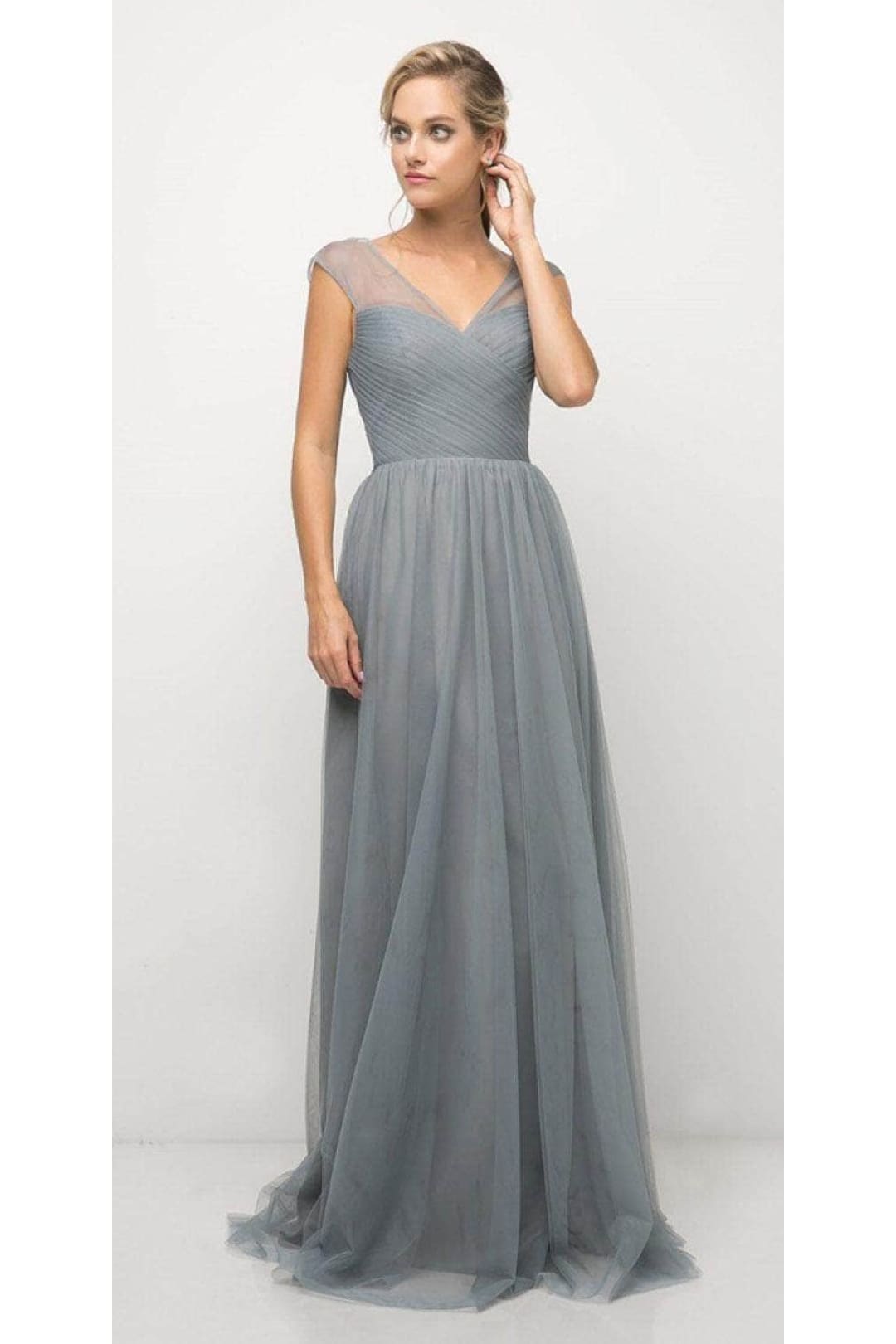 Ladivine ET320 - Pleated Top A-Line Gown Flowing Skirt - Prom