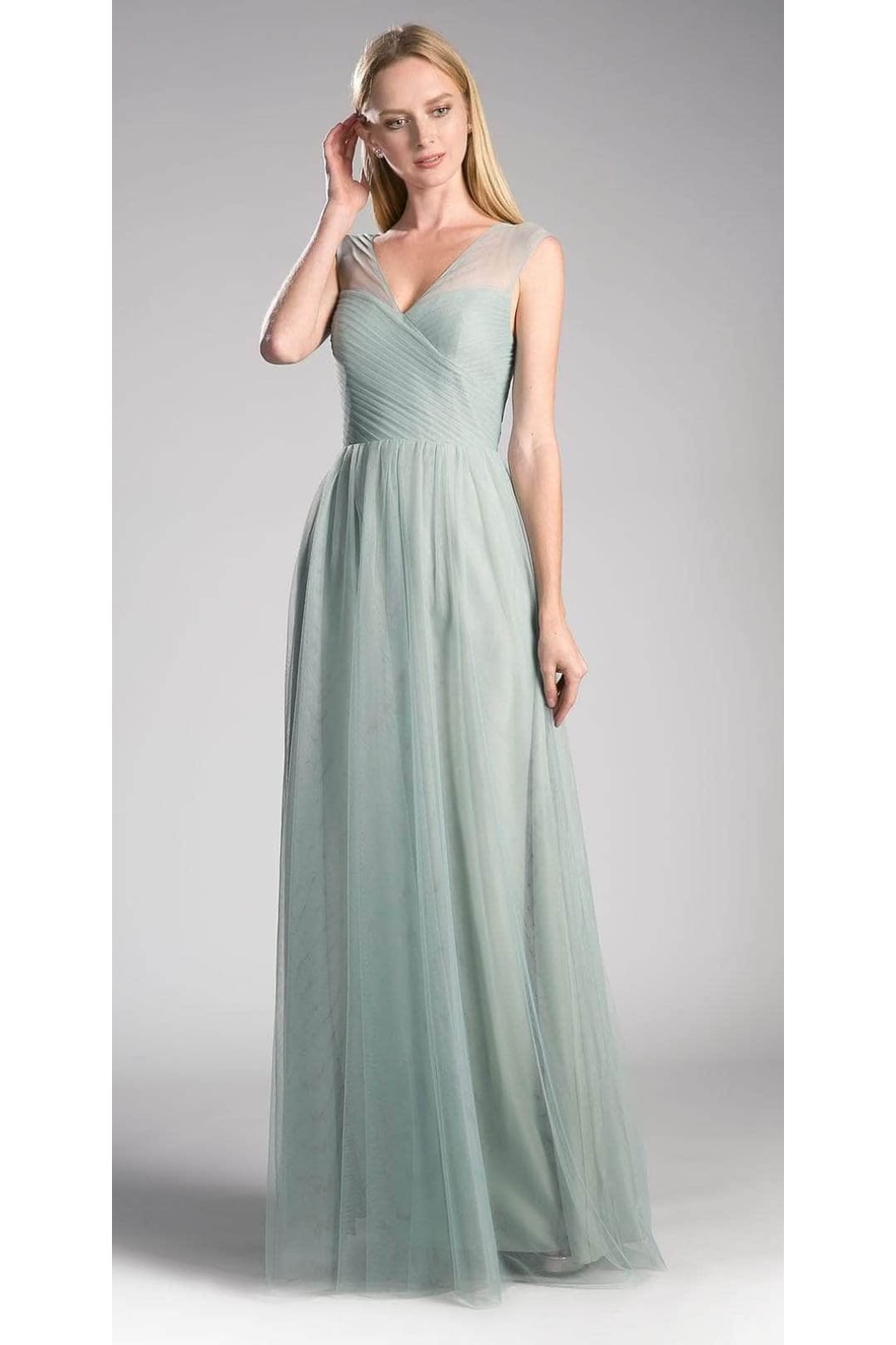 Ladivine ET320 - Pleated Top A-Line Gown Flowing Skirt - Prom