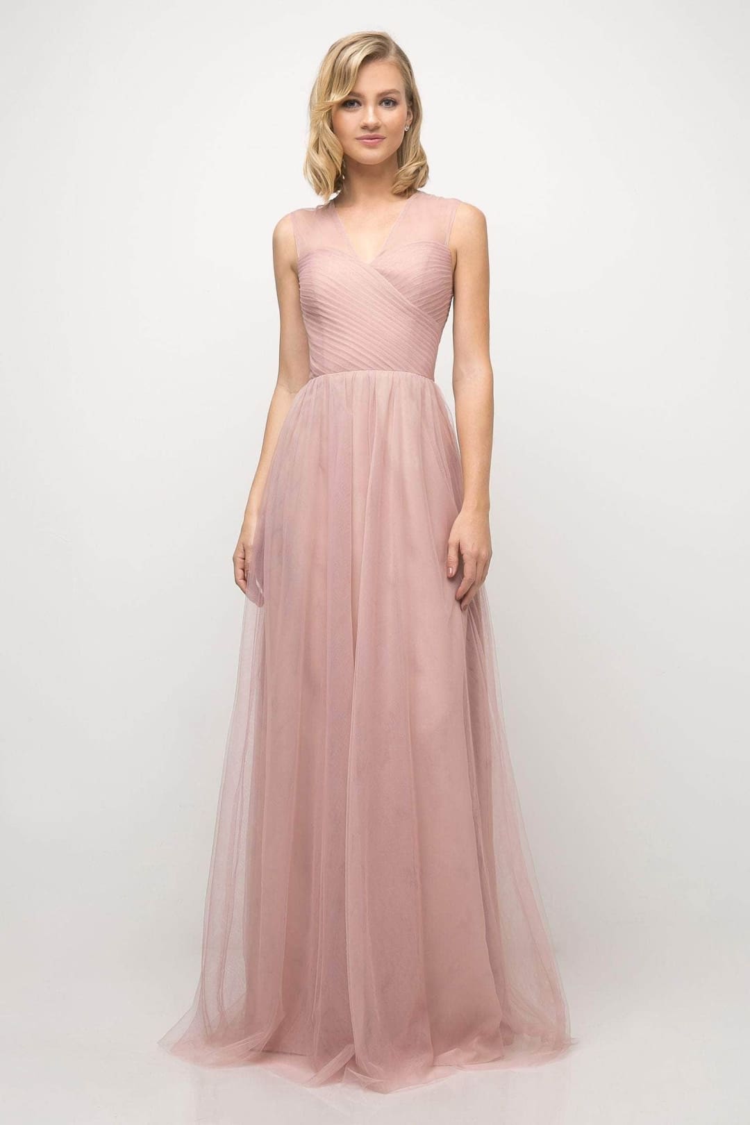 Ladivine ET320 - Pleated Top A-Line Gown Flowing Skirt - Prom