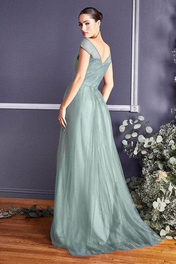 Ladivine ET320 - Pleated Top A-Line Gown Flowing Skirt - Prom