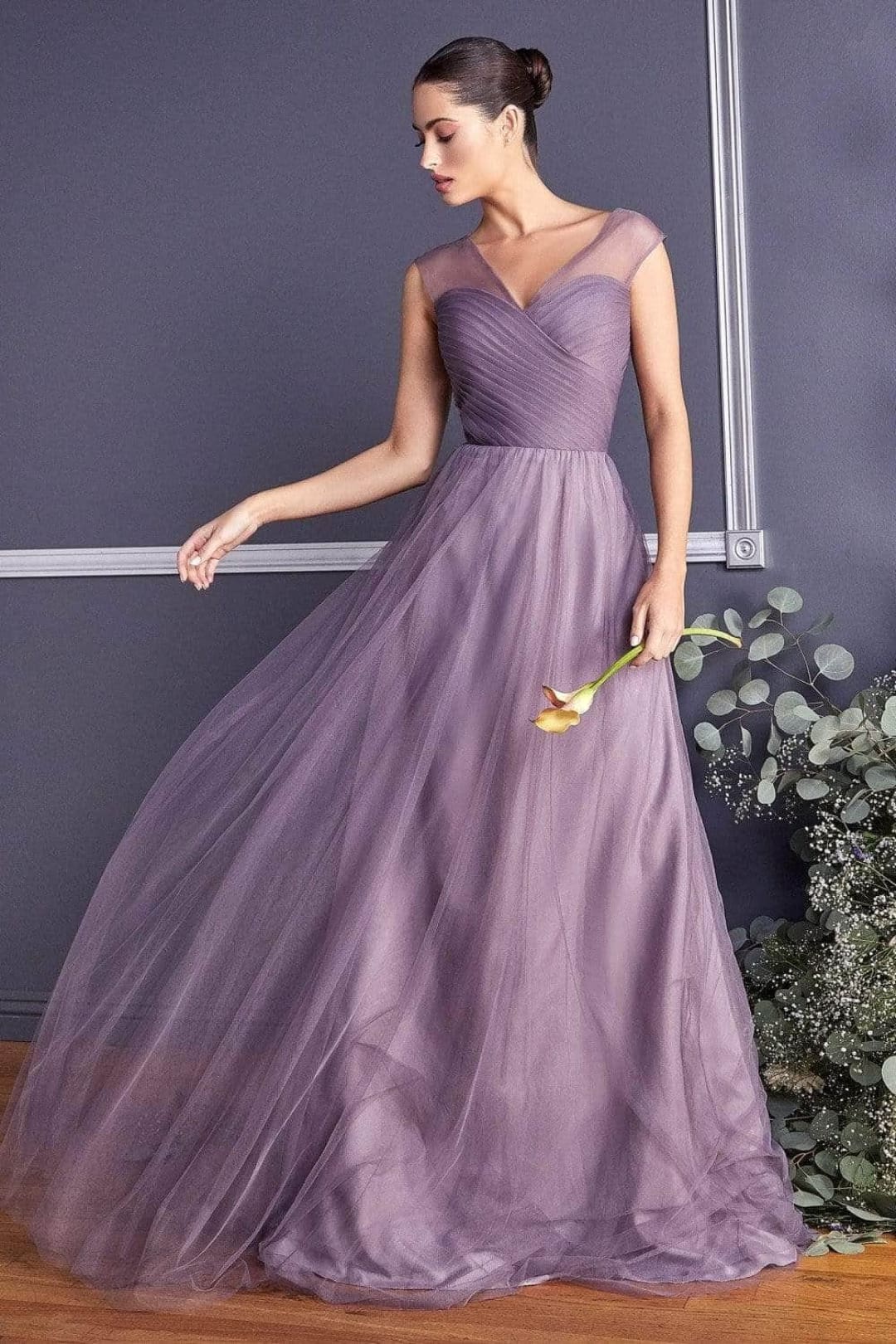 Ladivine ET320 - Pleated Top A-Line Gown Flowing Skirt - Prom