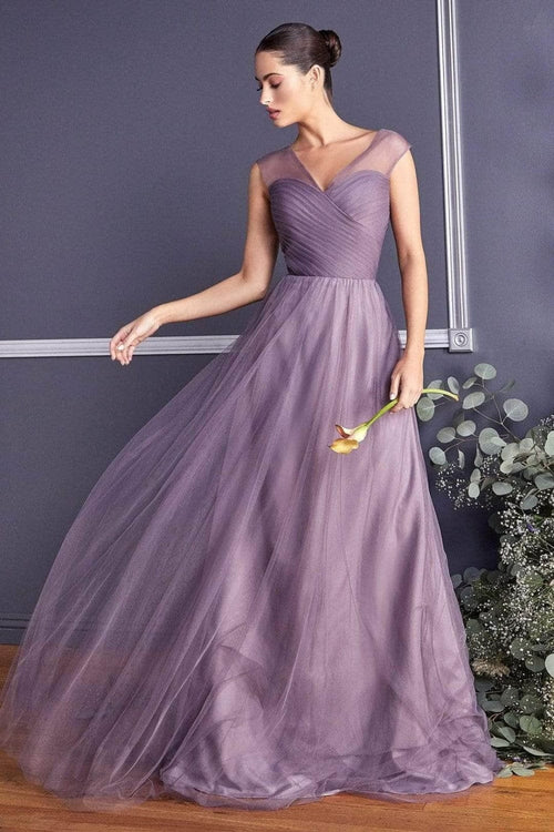 Ladivine ET320 - Pleated Top A-Line Gown Flowing Skirt - Prom