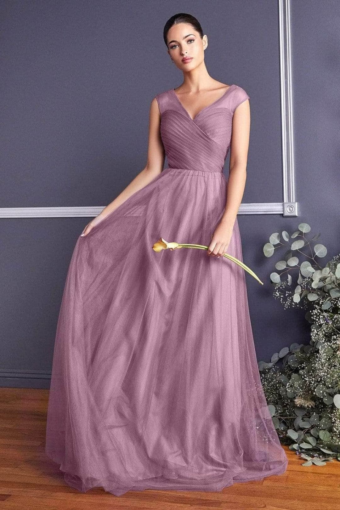 Ladivine ET320 - Pleated Top A-Line Gown Flowing Skirt - Prom
