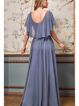 Ladivine HT101 – Chiffon Formal Dress with Illusion Neckline