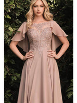 Ladivine HT101 – Chiffon Formal Dress with Illusion Neckline