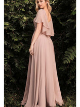 Ladivine HT101 – Chiffon Formal Dress with Illusion Neckline