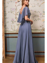 Ladivine HT101 – Chiffon Formal Dress with Illusion Neckline
