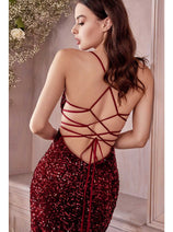 Ladivine HT168 – Sparkling Sequin Scoop Neck Gown