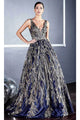 Ladivine J812 – Floral Glitter A-Line Evening Gown - Prom