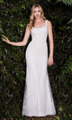 Ladivine J814W - Beaded Scoop Neck Evening Formal Dress - Prom