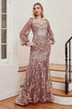 Ladivine J816 - Glitter Prom Dress with Long Sleeves - Prom