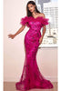 Ladivine J818 - Ruffled Tulle Gathered Prom Evening Gown - Prom