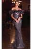 Ladivine J818 - Ruffled Tulle Gathered Prom Evening Gown - Prom