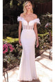 Ladivine J824W - Feathered Off-Shoulder Bridal Gown - Prom