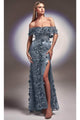 Ladivine J832 - Floral Applique Evening Dress - Prom