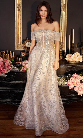 Ladivine J835 - Glitter A-Line Prom Evening Gown - Prom