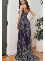 Ladivine J837 Classic Plunging V-Neck Prom Dress