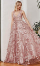 Ladivine by Cinderella Divine Dresses - Ladivine J838 Floral Applique A-Line Prom Gown - Prom
