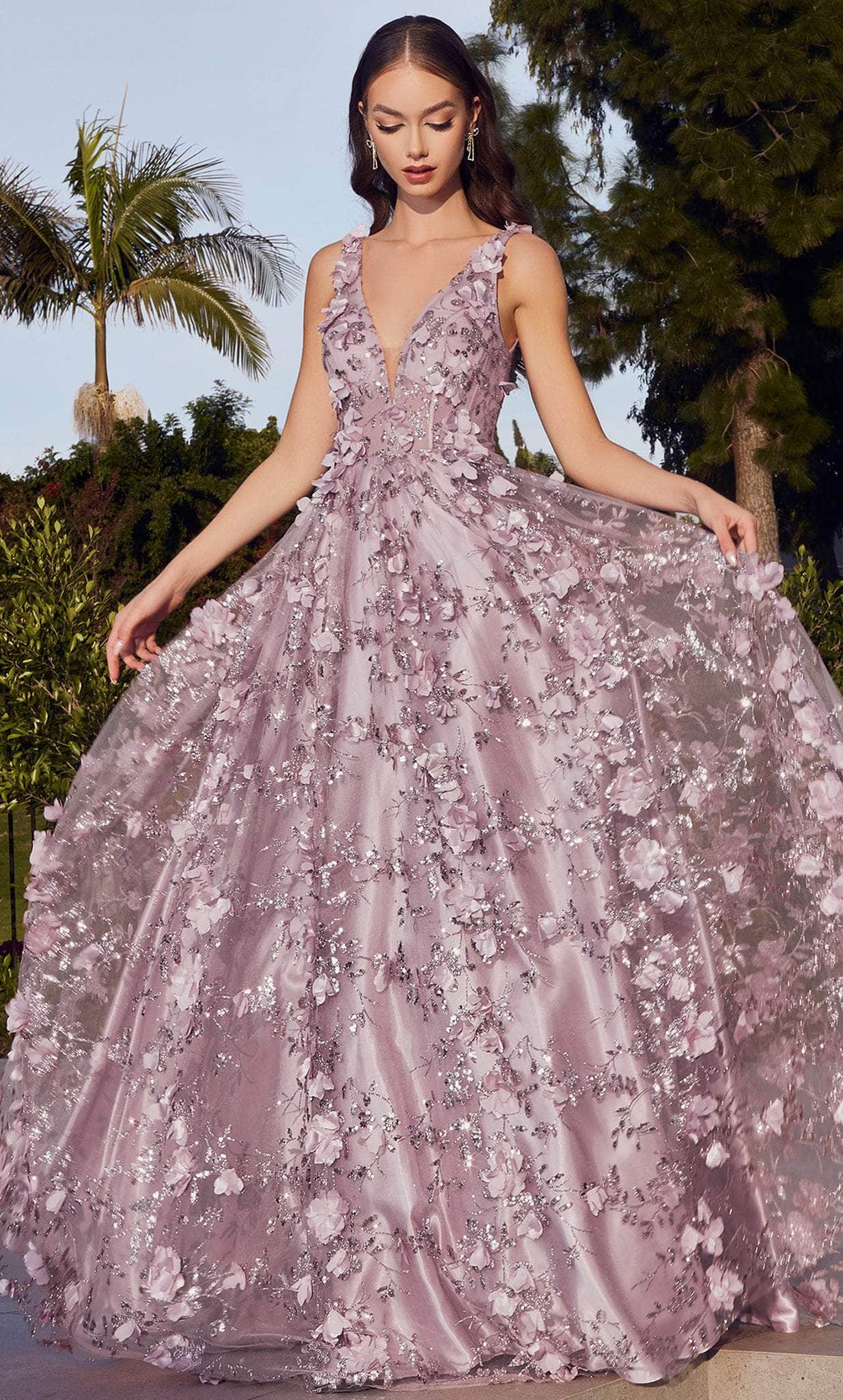 Ladivine by Cinderella Divine Dresses - Ladivine J838 Floral Applique A-Line Prom Gown - Prom