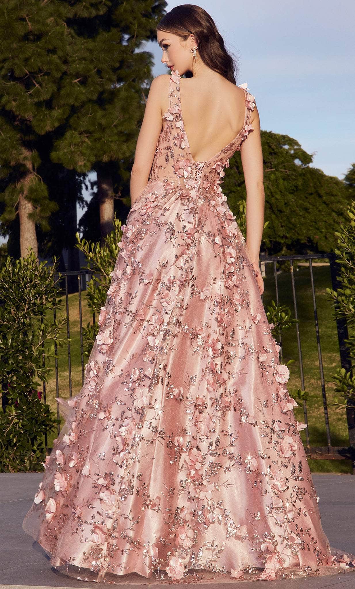 Ladivine by Cinderella Divine Dresses - Ladivine J838 Floral Applique A-Line Prom Gown - Prom