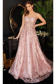 Ladivine J840 - Square Neck Glitter Prom Gown - Prom
