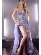 Ladivine J847 - Glitter High Slit Prom Dress