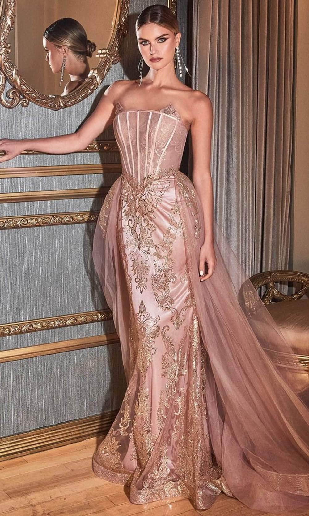 Ladivine J858 – Embroidered Off-Shoulder Sheath Dress - Prom