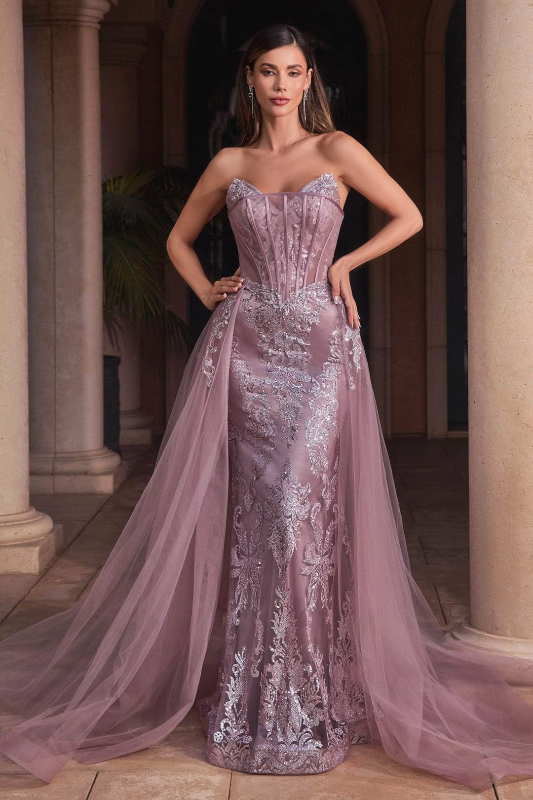 Ladivine J858 - Glitter Embroidered Sheath Dress - Prom