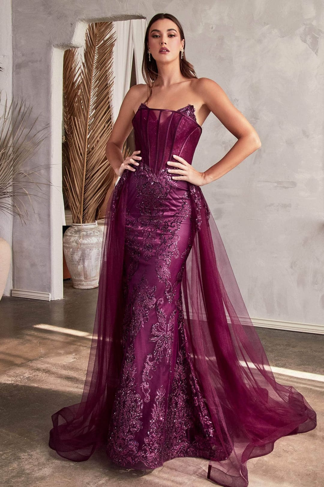Ladivine J858 - Glitter Embroidered Sheath Dress - Prom